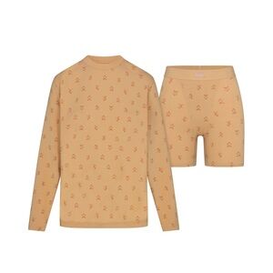 NWT SKIMS Caramel Gingerbread Boyfriend Long Sleeve and Boxer Set Medium